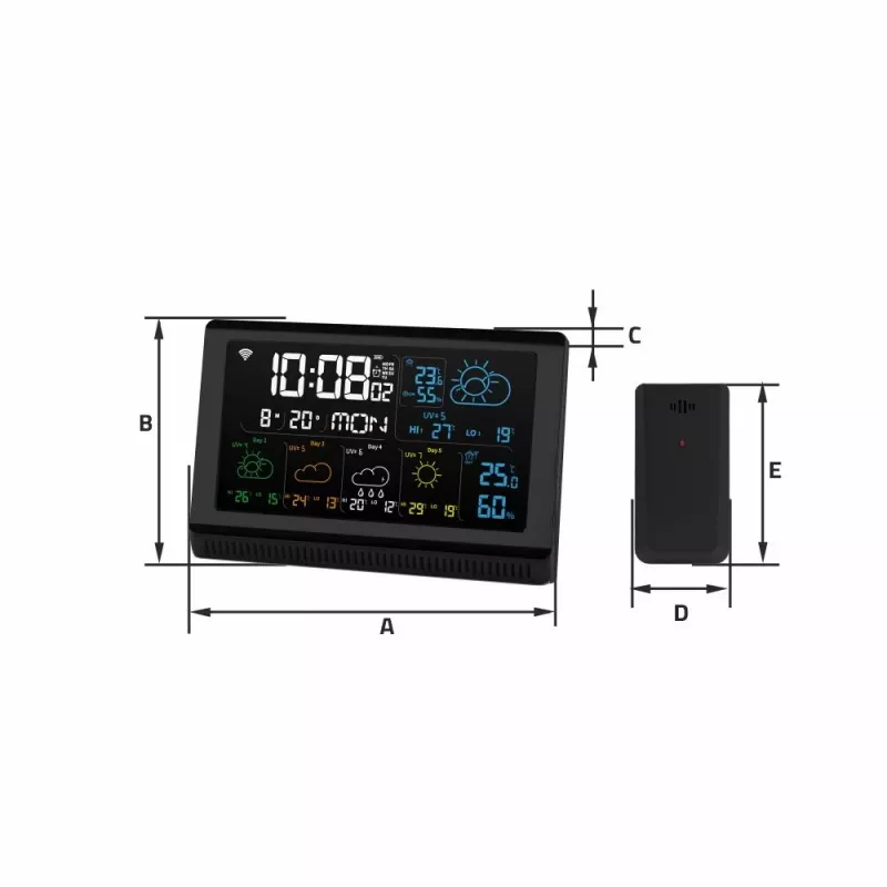Manta MTO200B Windy Smart estación meteorológica con sensor exterior, Wi-Fi, negra