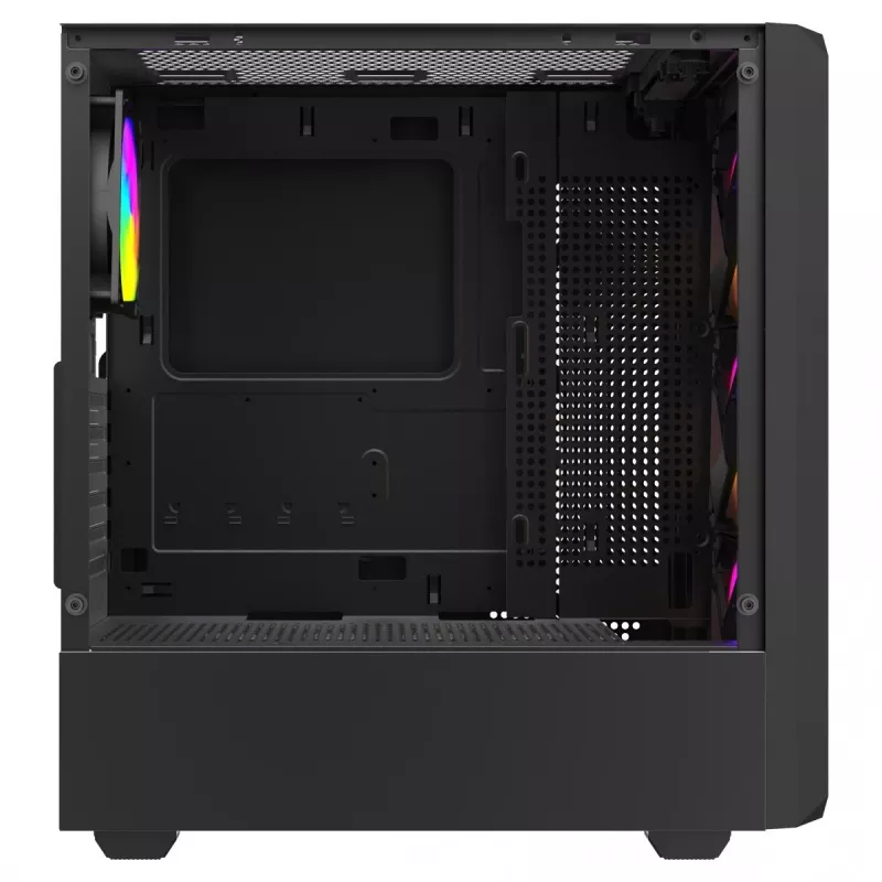 Savio Noctis Glass RGB Cube caja para PC, ATX/Micro-ATX/Mini-ITX, frontal de vidrio templado, ventiladores RGB, negra