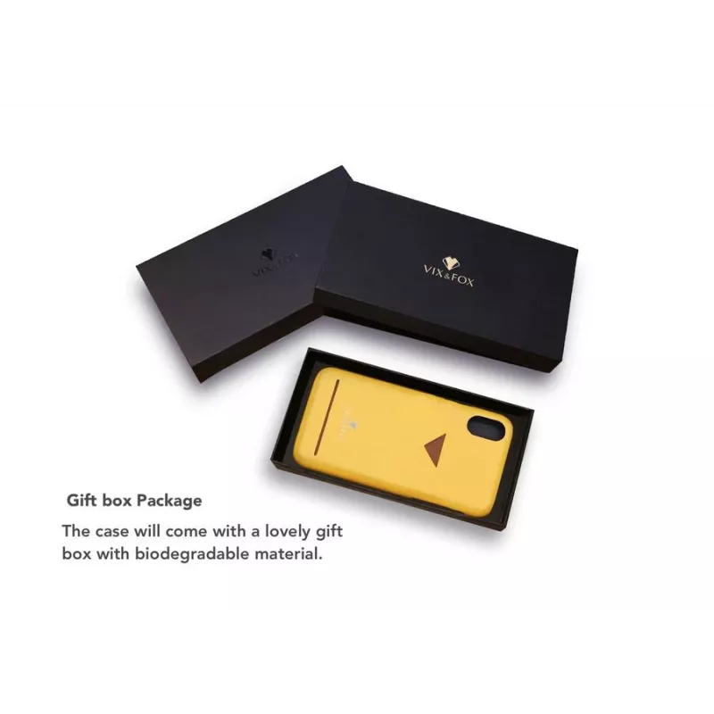 Funda para móvil VixFox para iPhone X/XS, amarillo mostaza, trasera con compartimento para tarjetas