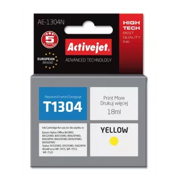 Cartucho de tinta ActiveJet AE-1304N amarillo compatible con Epson, alta autonomía (XL), 18 ml tinta a base de colorante
