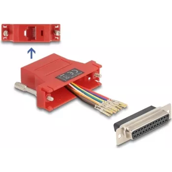 DeLOCK D-Sub 25 pines hembra a RJ45 hembra kit de montaje rojo VGA RJ-45