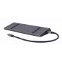 Dock para portátil Gembird A-CM-COMBO9-02 USB 3.2 Gen 1 Type-C, HDMI, VGA, 3×USB-A, Gigabit Ethernet, 87W PD, gris