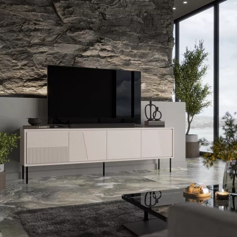 Mueble RTV ABI 4D 200x38x62 cashmere mate