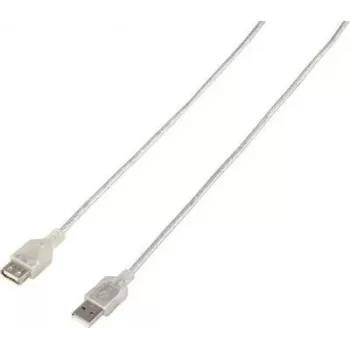 Renkforce cable de conexión USB 2.0 [1x conector macho USB 2.0 A - 1x conector hembra USB 2.0 A] 3,00 m transparente (RF-4538152)