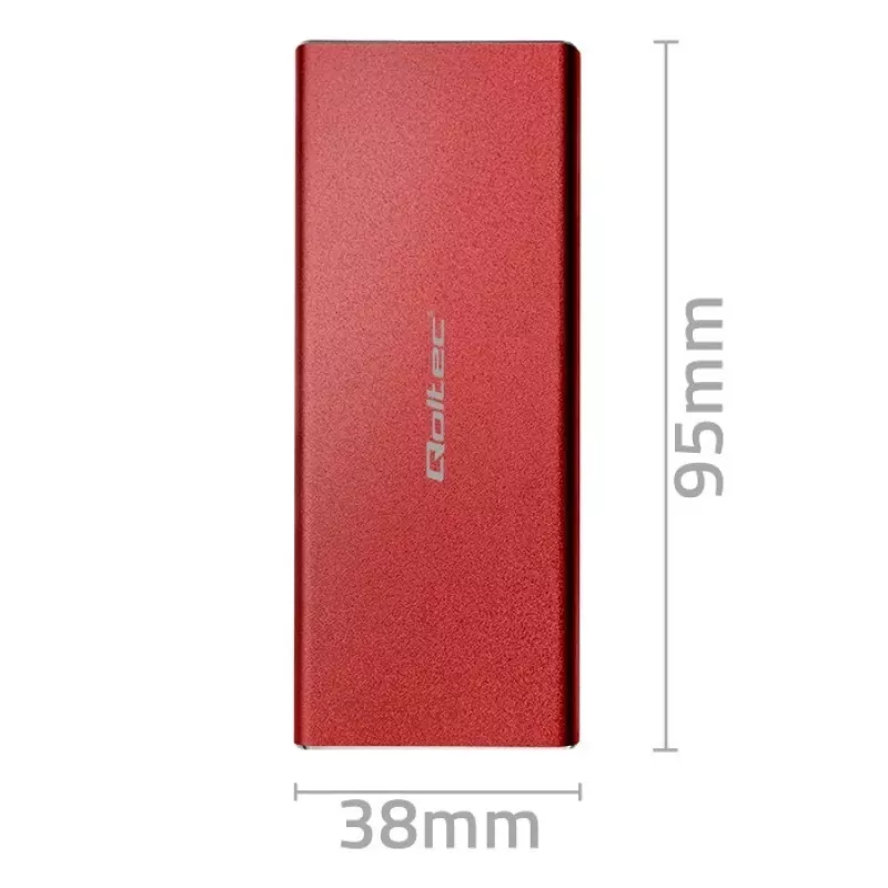 Caja SSD QOLTEC 51831 USB 3.0 para unidades M.2 SATA de hasta 2 TB, roja, compatible con longitud de 30 mm, hasta 4 unidades