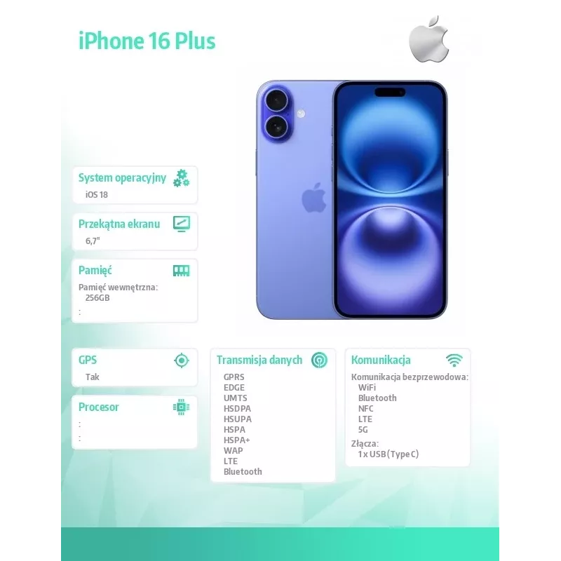 iPhone 16 Plus 256GB - Ultramarino