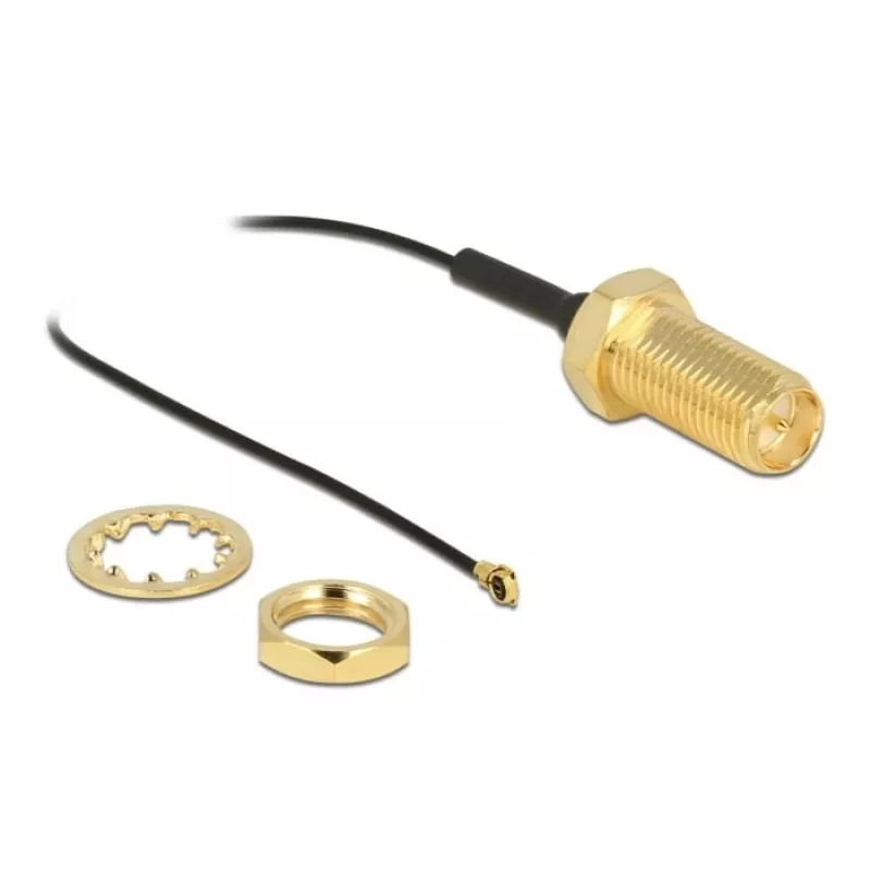 Cable de antena DeLOCK conector hembra RP-SMA montaje en chasis a conector macho I-PEX MHF4 0,81 35 cm