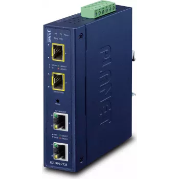 PLANET Industrial 2 puertos - SFP - cableado - azul - metal - IP30 - FCC Part 15 Class A - CE IEC60068-2-32 (caída libre) IEC60068-2-27 (choque) IEC60068-2-6 (vibración) (IGT-900-2T2S)