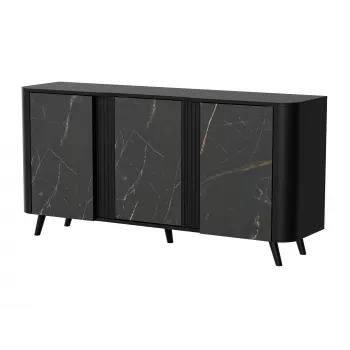 Cómoda Cama Meble VOLARE 151 x 39 x 75 cm, negro / San Sebastian