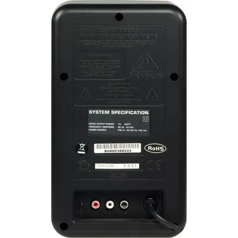 Behringer MS16 Altavoces 2 vías negro con cable 16 W