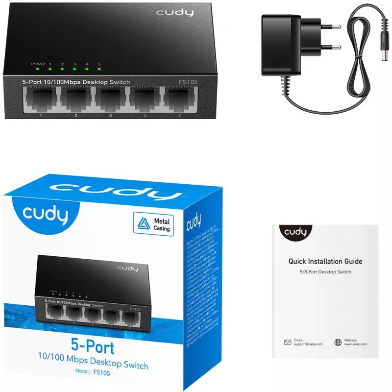 Switch no gestionado Cudy FS105 5 puertos Fast Ethernet 10/100 negro