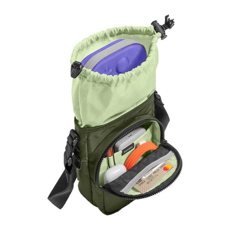 Bolsa Tomtoc GameOn-G50 Switch 2 JoyCarry Sling verde — bolsa de transporte para Nintendo Switch OLED y Switch 2