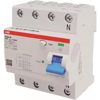 Interruptor diferencial ABB Stotz S&J tipo B 4P 40A, 30mA, 3kA, 4TE F204B-40/0,03-4TE (2CSF204568R1400)