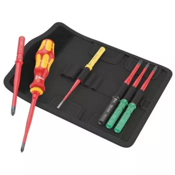 Wera 05006603001 Kraftform Kompakt VDE 7 extra slim 1 Tool Finder juego de destornilladores, 7 piezas, portapuntas intercambiables 817 VDE Kraftform + 6 hojas intercambiables VDE extra finas, IEC 60900, con bolsa de cinturón
