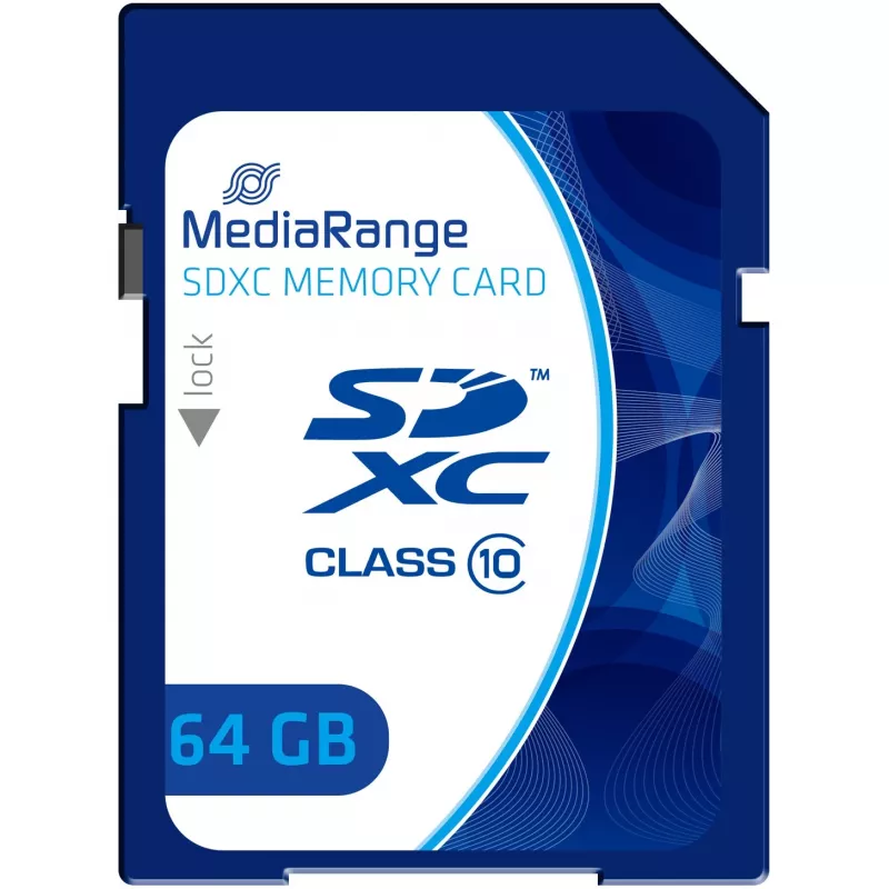 MediaRange - Tarjeta de memoria flash - 64GB - Class 10 - SDXC - Azul (MR965)