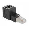 Adaptador DeLOCK conector macho RJ45 a conector hembra RJ45 Cat.6A acodado 90° (hacia arriba) negro