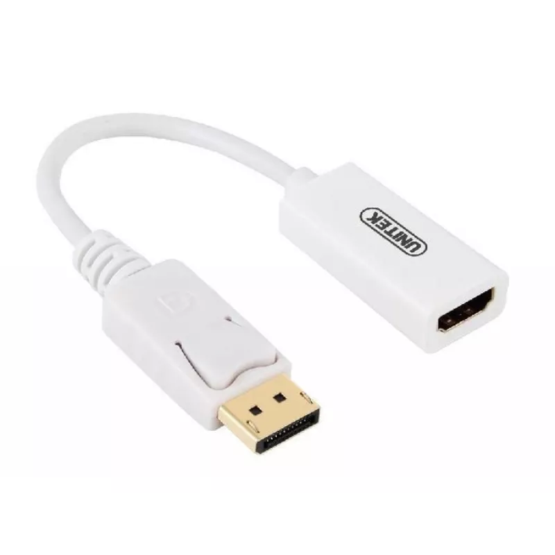 UNITEK Y-6332 adaptador de DisplayPort a HDMI 4K, M/H, 0,2 m, blanco