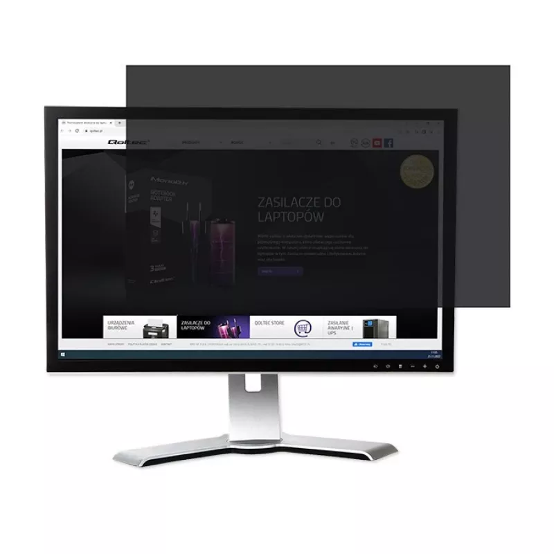 Filtro de privacidad Qoltec GDPR 23 | 16:9 | Eye Care | Panoramic