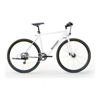Bicicleta eléctrica Sharp Gravel motor 250W App 70km Blanco brillante