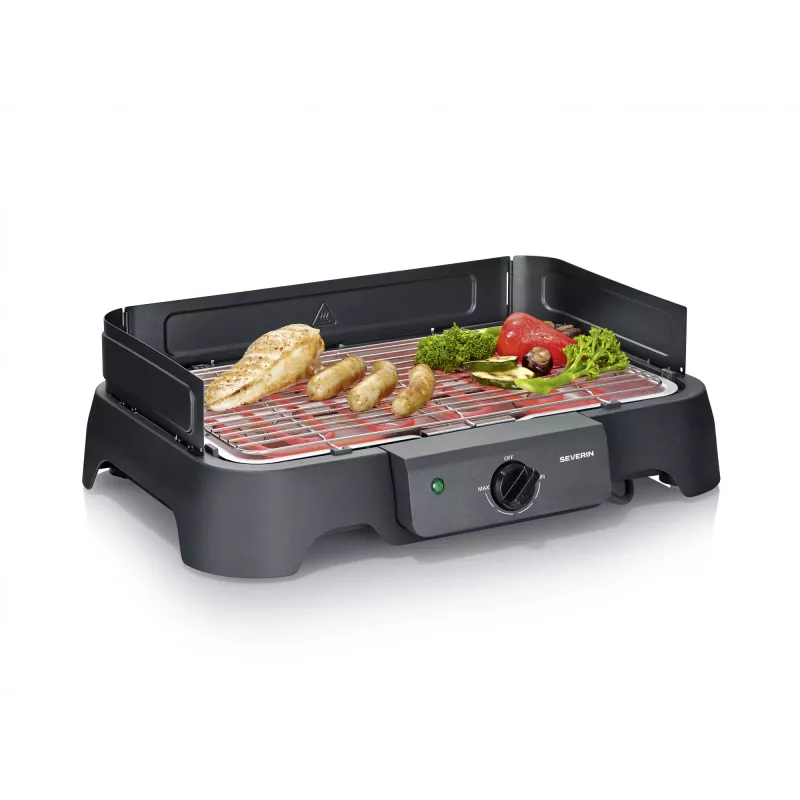 Parrilla eléctrica de mesa SEVERIN PG 8593, 2000 W, parrilla rectangular, negra