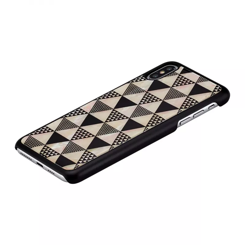 Funda para smartphone iKins para iPhone XS Max – diseño piramidal negro, carcasa rígida protectora