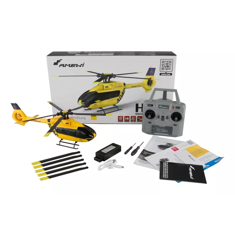 Helicóptero Amewi ADAC H145 Brushless 6 canales 6G RTF, modelo de 6 canales listo para volar