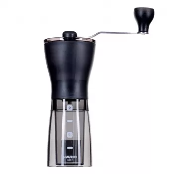 Molino de café HARIO MSS-1DTB — molino eléctrico, negro, molienda fina, dosificador integrado