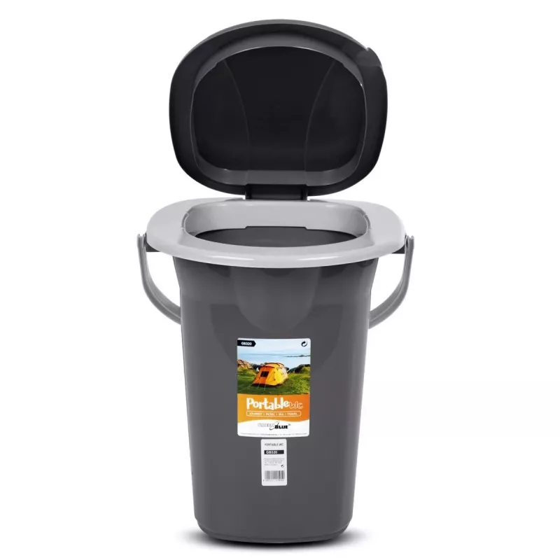 Cubo de inodoro portátil GreenBlue GB320AG — modelo turístico ligero, contenedor de residuos portátil compacto