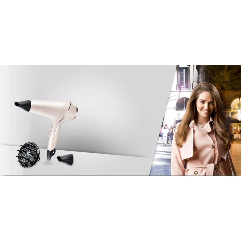 Secador de pelo Remington Proluxe Ionic con difusor y concentrador dorado