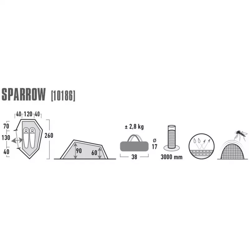 High Peak Sparrow tienda de campaña de túnel