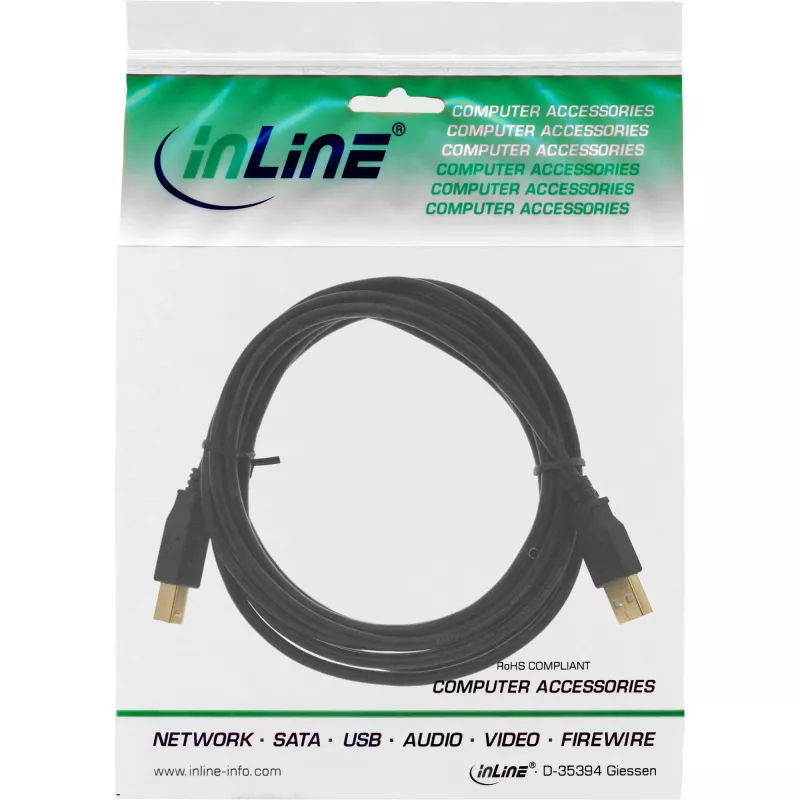 Cable USB Microconnect USBAB5G USB 2.0 5 m USB A USB B negro