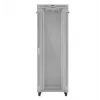 Armario rack LANBERG FF01-8047-12SL 47U 800x1000 mm gris con puertas de cristal delanteras y traseras y espacio para panel LCD