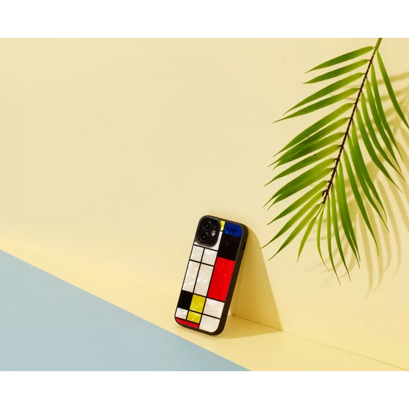 Funda protectora iKins para Apple iPhone 12 mini – diseño Mondrian negro