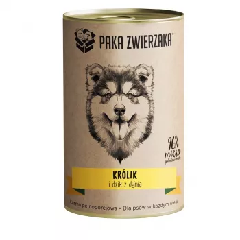 PAKA ZWIERZAKA Conejo y jabalí con calabaza - Comida húmeda para perros - 400 g