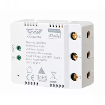 Relé inteligente Shelly Plug & Play PbS Ogemray 25A Relé para grandes electrodomésticos máx 25A Función de medición WLAN Lan BT