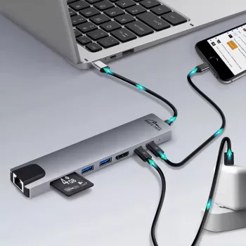 HUB USB MEDIA-TECH 8 EN 1 GIGA LAN HUB MT5046