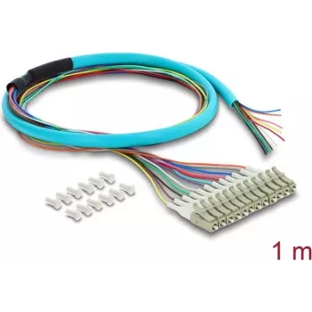 Cable de fibra óptica DELOCK 12x LC-UPC simplex a 12x extremo de cable abierto, 1 m