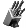 Set de cuchillos y bloque ZWILLING 35145-007-0 – 7 piezas con cuchillo de chef, cuchillo pelador, cuchillo de pan, tijeras de cocina, bloque negro