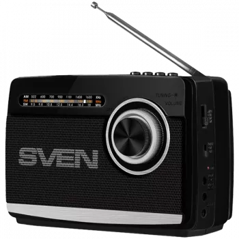 Altavoz SVEN SRP-535, negro (3W, FM/AM/SW, USB, microSD, linterna, batería)