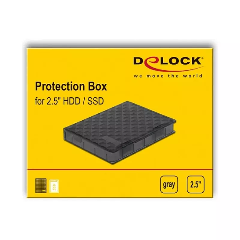 Delock Protection Box - caja de protección para disco duro - capacidad: 1 disco duro (2.5) - gris (18368)