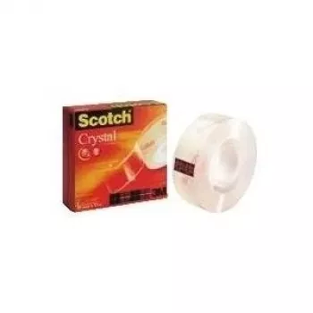 Cinta adhesiva 3M Scotch Crystal Clear 600, 19 mm x 33 m, cartón altamente transparente, desenrollado ligero y silencioso (C6001933)