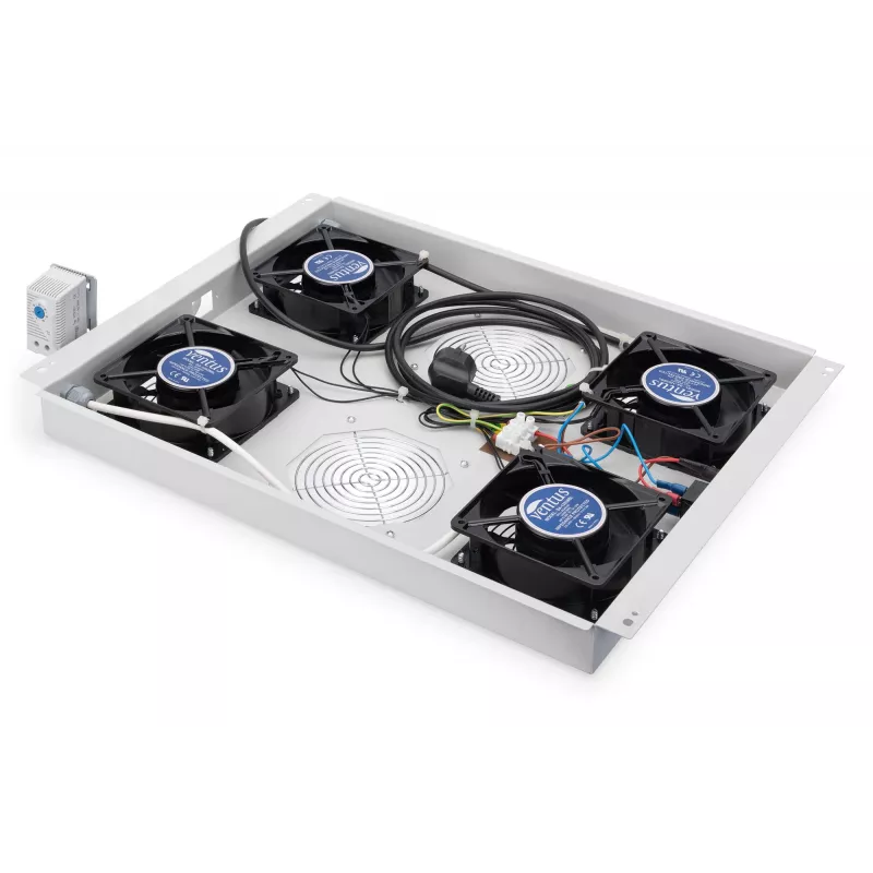 Digitus DN-19 FAN-4-SRV unidad de ventilación de techo para armarios rack, 4 ventiladores, gris