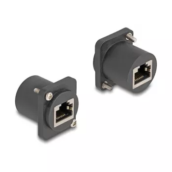 Delock Módulo tipo D RJ45 conector hembra a conector hembra con tornillos negro (88106)