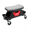 Asiento de taller AWTools 1005563 con almacenamiento y bandejas, taburete móvil con compartimento bajo el asiento