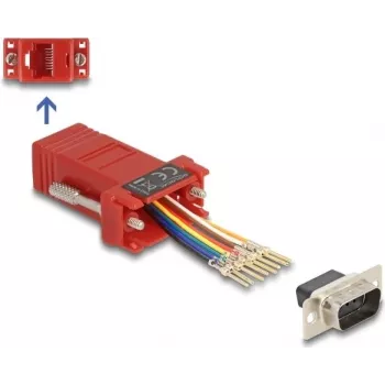 DeLOCK D-Sub 9 pines macho a RJ45 hembra kit de montaje rojo VGA a RJ45