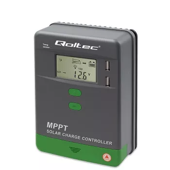 Regulador de carga solar MPPT QOLTEC 10A para sistemas de 12V/24V con pantalla LCD