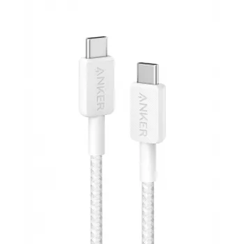 Cable USB-C a USB-C Anker Innovations 322 nailon 0,9M 60W blanco - cable - digital/datos (A81F5G21)