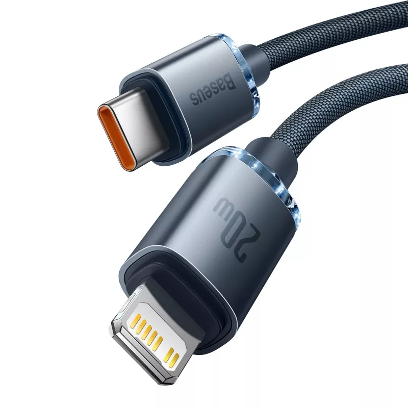 Baseus Crystal Shine CAJY000301 Cable USB-C a Lightning, 20 W PD, 2 m, Negro