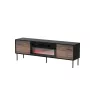 Mueble TV cama meble CORTINA 180x40x60 cm negro/nogal con chimenea eléctrica negra