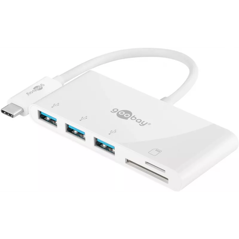 Adaptador multipuerto Goobay USB-C a 3x USB-A con lector de tarjetas (40759)